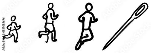 Minimalist Runner Silhouettes in Motion with Syringe Cutout