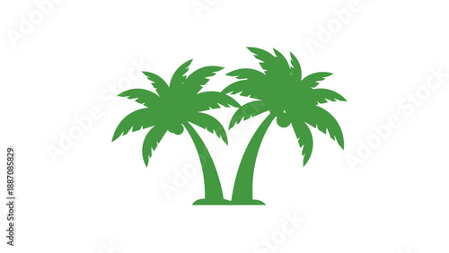 Green Palm Trees Icon Silhouette Vector