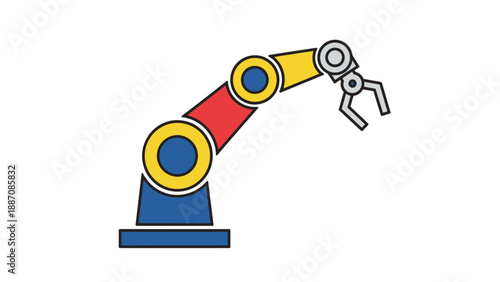 Robotic Arm Vector Icon - Industrial Automation and Technology Concept