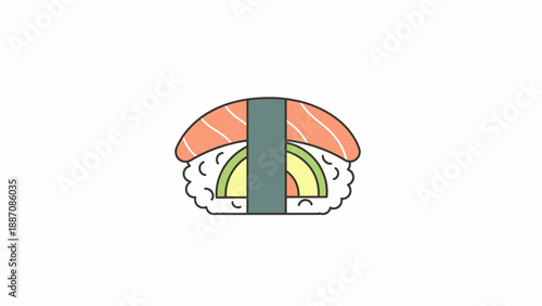 Delicious Sushi Roll Icon with Salmon and Avocado