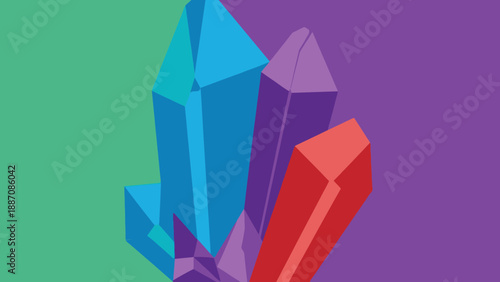 Colorful Gemstones Cluster Vector Illustration