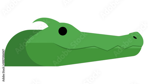 Green Alligator Head Icon Vector Silhouette