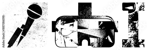 Abstract Geometric Shapes in Halftone Dot Design