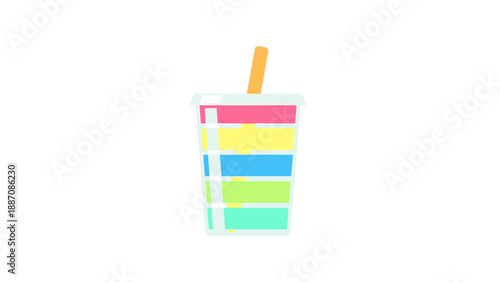 Colorful Drink Cup with Straw, Refreshing Beverage Icon