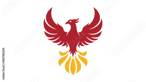 Fiery Phoenix Bird Icon Silhouette - Symbol of Rebirth and Strength