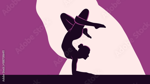 Gymnast Silhouette Performing Handstand Yoga Pose