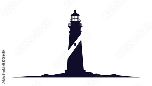Lighthouse Silhouette Icon on White Background - Guidance and Navigation Symbol