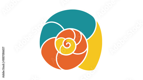 Colorful Nautilus Shell Spiral Icon