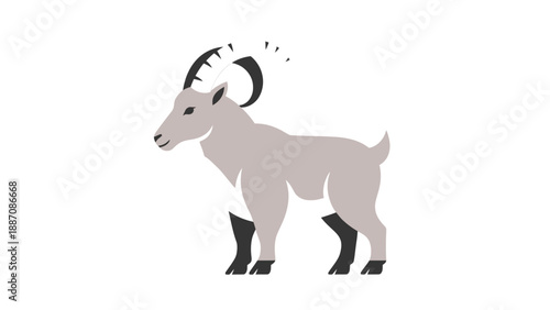 Stylized Ibex Goat Silhouette Icon Vector Graphic