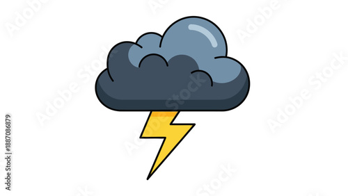 Dark Storm Cloud with Lightning Bolt Icon Vector