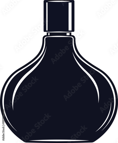 Perfume bottle silhouette with elegant round body and square cap vector illustration for luxury fragrance branding and beauty design