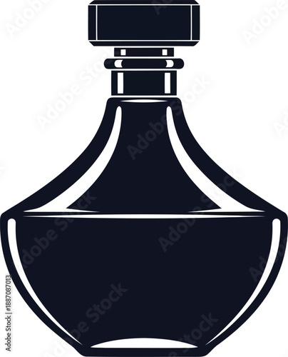 Elegant perfume bottle with cap icon vector illustration for fragrance cosmetic beauty product presentation