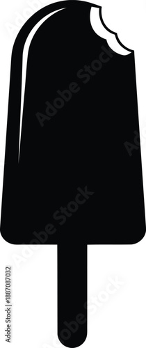 Frozen ice cream bar popsicle on stick icon vector illustration for sweet cold dessert summer treat