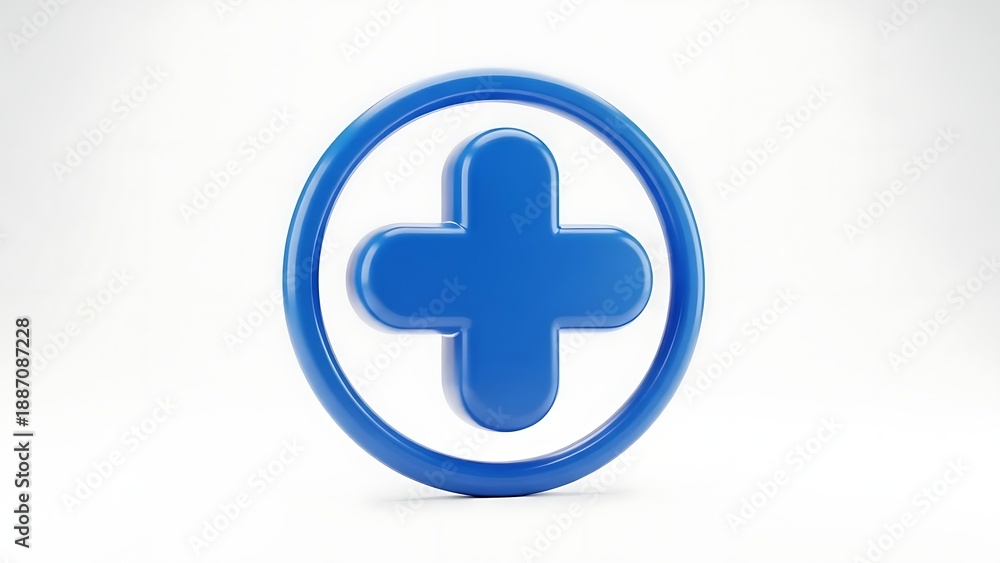 Fototapeta premium Blue plus symbol inside circle