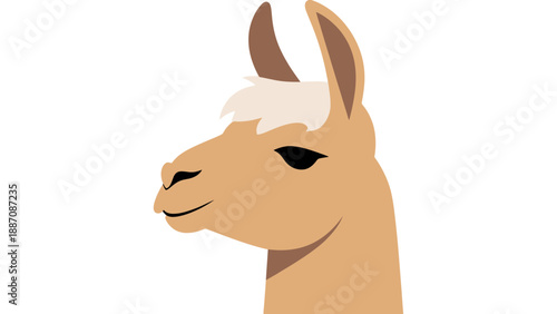 Cute Llama Head Portrait Illustration Flat Design