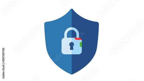 Secure Shield with Padlock Icon - Data Protection and Safety Concept