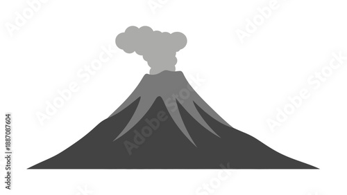 Volcano Erupting Smoldering Smoke Cloud, Natural Disaster Icon