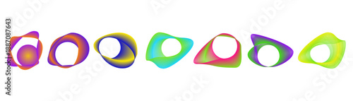 Abstract colorful gradient organic shapes set