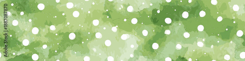 Watercolor green background featuring scattered white and light green polka dots pattern. Watercolor green background with scattered polka dots texture