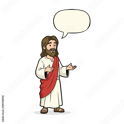 Jesus christ speaking with speech bubble