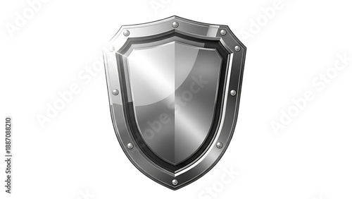 Polished Silver Shield Protection and Security Symbol