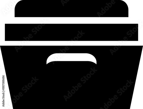 Black minimalist archive storage bin icon with filing folders for office organization and document backup