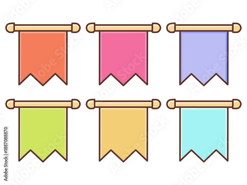 Cute Fabric-Style Banner Flags in Pastel Colors