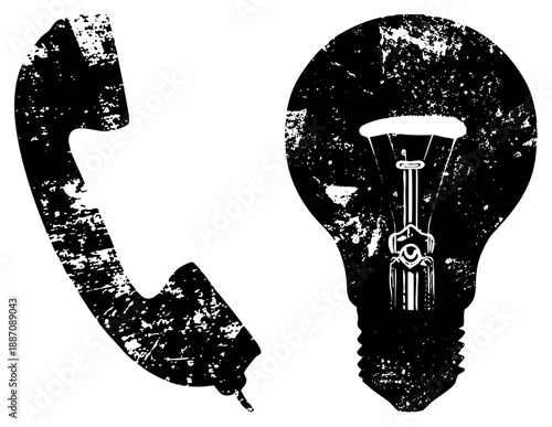 Vintage Phone Receiver and Lightbulb Symbolizing Communication Innovation