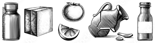 Vintage Style Food & Beverage Items in Classic Art