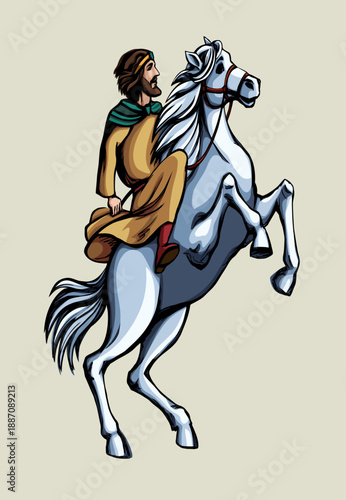 Vector drawing. Man on the horse