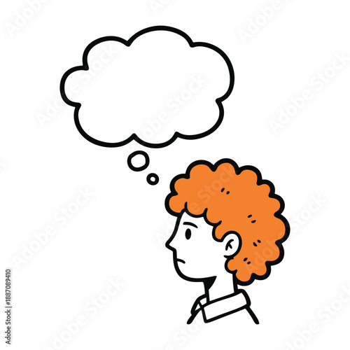 Thoughtful person with empty thought bubble