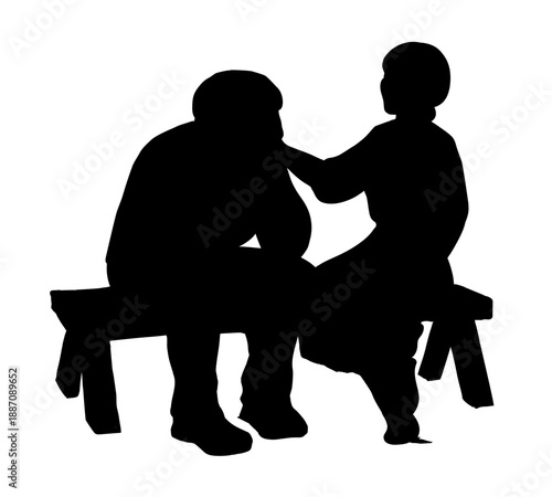 Vector drawing. Girl and sad man