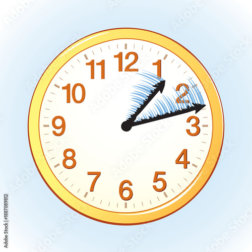 Vector drawing. The hands of a clock flutter in the wind.