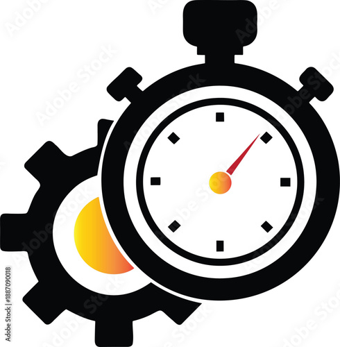Time management and process optimization concept with a stopwatch and gear icon