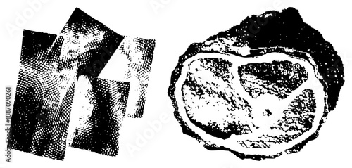 Halftone Rendered Stone and Paper Textures in Vector Style