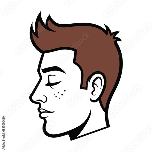 Cartoon man with freckles and spiky hair