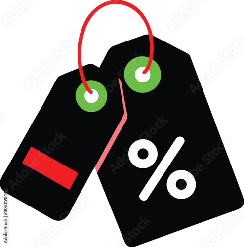 Promotional offer tags with percentage and blank space for special discount deals