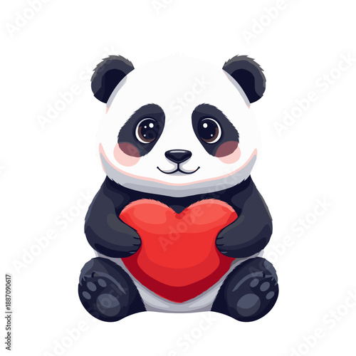 panda in love holding heart, valentines day panda, panda love character, romantic panda expression, heart holding panda, sweet animal love, panda affection theme, love message panda, gentle romantic m