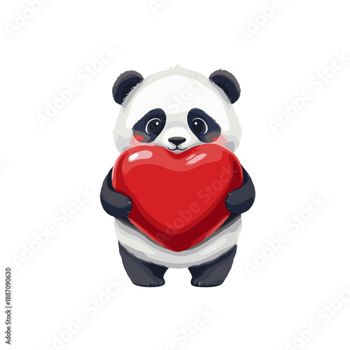 panda in love holding heart, valentines day panda, panda love character, romantic panda expression, heart holding panda, sweet animal love, panda affection theme, love message panda, gentle romantic m