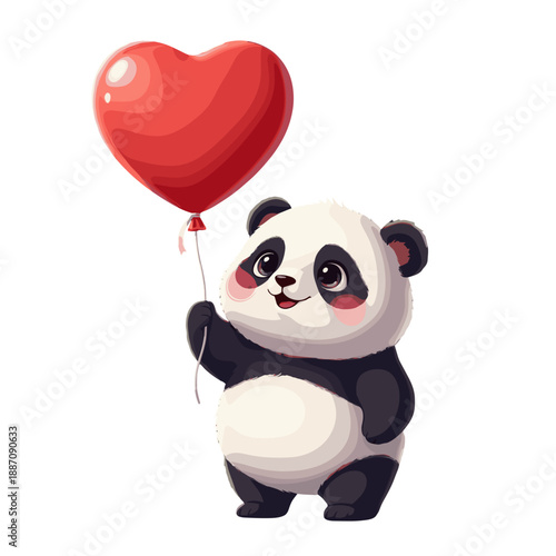 panda in love holding heart, valentines day panda, panda love character, romantic panda expression, heart holding panda, sweet animal love, panda affection theme, love message panda, gentle romantic m