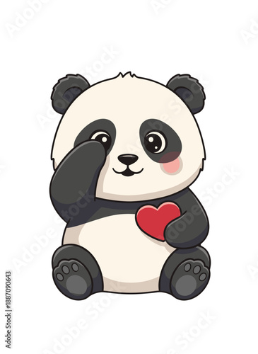 panda in love holding heart, valentines day panda, panda love character, romantic panda expression, heart holding panda, sweet animal love, panda affection theme, love message panda, gentle romantic m