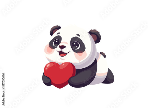 panda in love holding heart, valentines day panda, panda love character, romantic panda expression, heart holding panda, sweet animal love, panda affection theme, love message panda, gentle romantic m