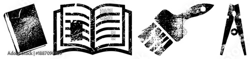 Vintage Grunge Style Educational Tools and Books Vector