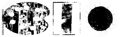 Abstract Geometric Shapes with Textured Grunge Effects