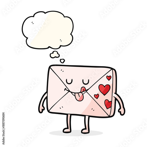 Cartoon envelope character with thought bubble
