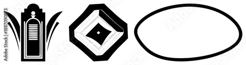 Three Abstract Geometric with Art Deco and Minimalist Styles