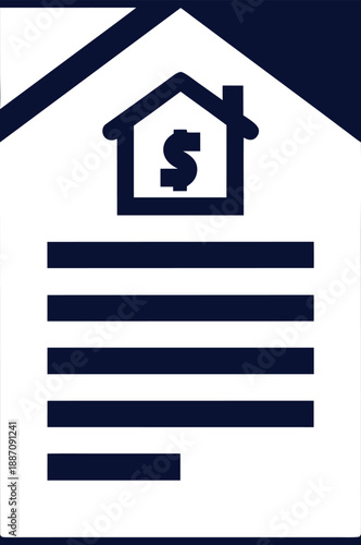 Real Estate Investment Property Report Analysis With House Icon, Financial Data And Charts