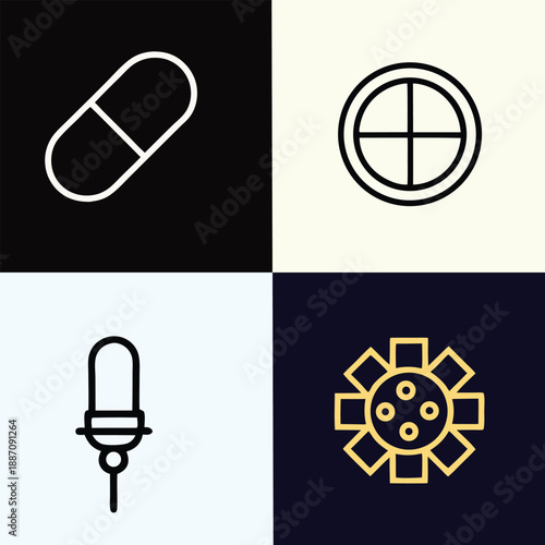 Minimalist Universal Line Icon Set for Medical Health Technology and Web Interface UI Design
