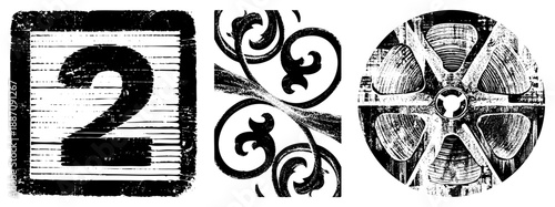 Vintage Style Number Two and Ornate Scrollwork with Film Reel Design