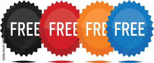 Free Label Badge Icon Set with Colorful Promotional Stickers for Marketing, Advertising, Pricing Tags, and Call to Action Design